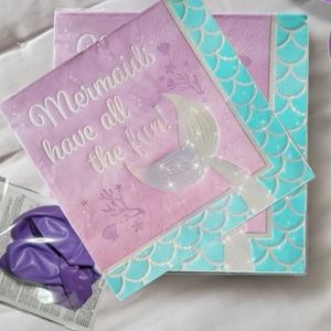 Mermaid- Ocean 2×16 Count Holographic Party Napkins 3 ply + Balloons